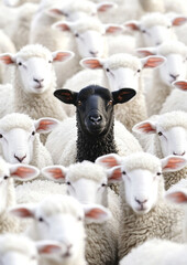 black sheep among white flock different outsider standing out individality contrast difference  