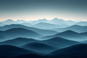 Serene Dawn Over Misty Mountain Range - Scenic Landscape for Wall Art or Nature Prints