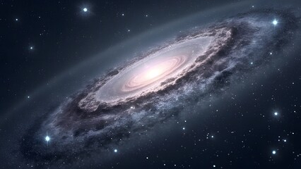 Breathtaking Silver Galaxy, Stunning Spiral Nebula, Celestial Starscape, Cosmic Background, Space Exploration, Astronomical Image