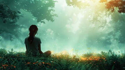 Obraz premium Resting in the Park: Breathing deeply in a quiet green space