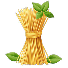 Spaghetti noodles isolated on white transparent background