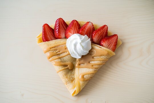 a crepe dessert with strawberries and whipped cream - Powered by Adobe