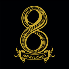 Infinite 8 Years Anniversary Logo with Elegant Swirls and Banner Design