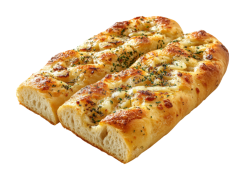 Delicious garlic bread on food culinary delight minimalist style high-fidelity presentation isolated on transparent background png
