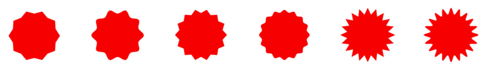 Starburst sticker set. Starburst shape tags for price. Price sticker, sale sticker, price tag, starburst, quality mark, retro stars, sale or discount sticker, sunburst badges, sun ray frames.