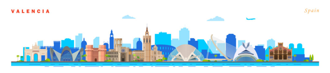 Valencia City skyline and landmarks Spain, Europe © tatoman