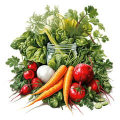 Watercolor Winter Vegetables, clipart Illustration, Generative Ai