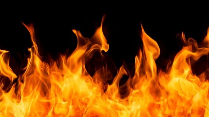 A vivid depiction of flames against a black background, showcasing the dynamic nature of fire.