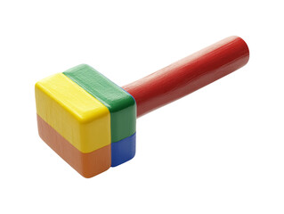 Colorful Wooden Toy Hammer Isolated on Transparent Background