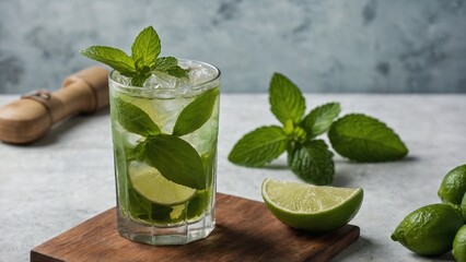 Mojito cocktail with mint and lime