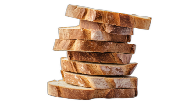 stack of sliced white bread isolated on white transparent background