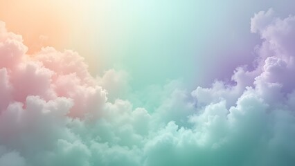 Fototapeta premium Dreamy Pastel Cloud Background, Soft Swirling Peach, Lavender, Mint & Teal Gradient