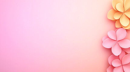  A soft gradient background with bright white in the center, surrounded by pink flowers and space for text.