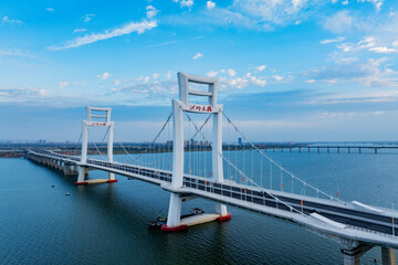 suspension bridge over the river