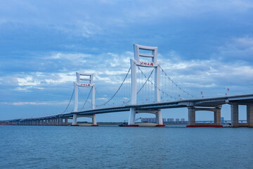 suspension bridge over the river