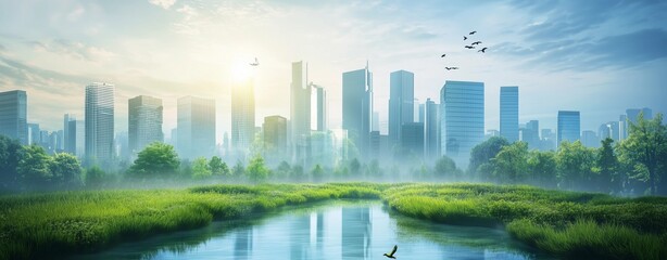 Sustainable Future City Skyline