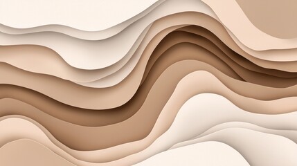 Obraz premium Flowing abstract shapes in gentle mocha tones intertwine, creating a tranquil yet dynamic composition. This harmonious blend invites contemplation and inspiration in artistic spaces