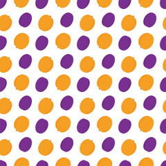 Colorful apricots and plums Seamless pattern in trendy summer hues. Healthy Fruit Background concept