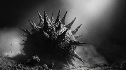 Virus particle glowing against a dramatic background, symbolizing infection, healthcare, and scientific focus. Generative by AI.