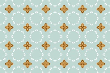 Playful Seamless Geometric Pattern with Abstract Floral Elements.