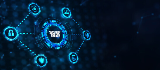 Internet, business, Technology and network concept. Security breach. Cyber security virus attack and breach. 3d illustration