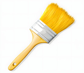Yellow paint brush isolated on transparent background