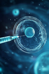 an IVF needle connected to an egg cell