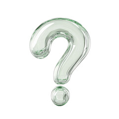 Transparent glass question mark symbol, representing inquiry and curiosity