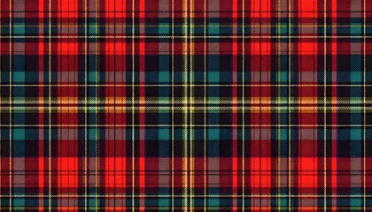 Detailed Close-up of a Textured Red and Dark Blue Plaid Pattern