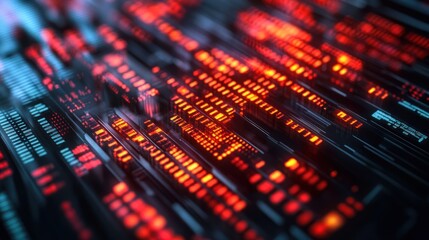 Obraz premium Abstract digital data stream flowing, red and blue, futuristic background, tech concept