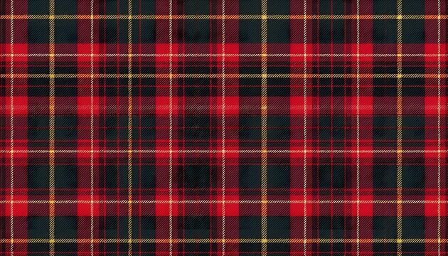 Vibrant Red and Black Plaid Fabric Texture