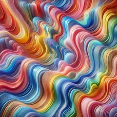 Fototapeta premium Vibrant colorful wavy abstract background of textured translucent fabric layers 