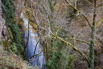 Augacaída waterfall. This waterfall is located in a forest in the south of the province of Lugo, in the Ribeira Sacra region