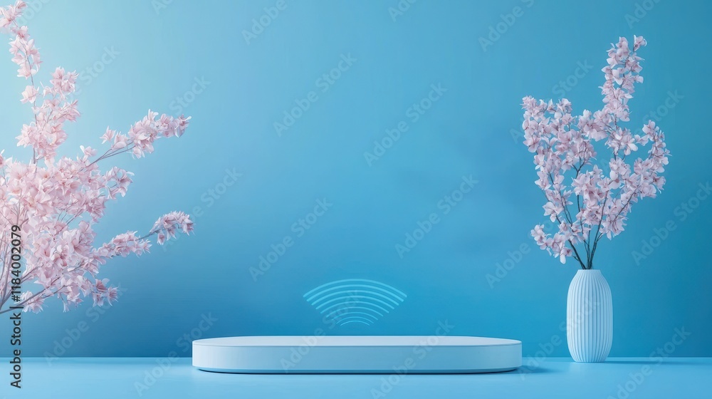 Poster an abstract representation of radio waves emanating from a wi fi router, symbolizing the invisible w