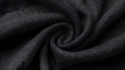 Sustainable Black Organic Cotton Fabric, Close-Up Texture for Eco Fashion Design