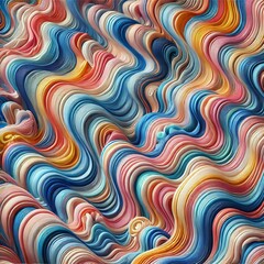 Obraz premium Vibrant colorful wavy abstract background of textured translucent fabric layers 