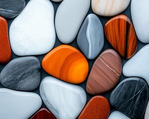 Colorful Polished Stones Abstract Background Texture Natural Gemstones
