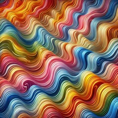 Obraz premium Vibrant colorful wavy abstract background of textured translucent fabric layers 