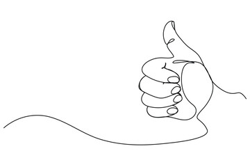 Hand Drawn Continuous Line Art of a Positive Thumbs Up Gesture