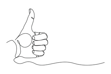 Hand Drawn Continuous Line Art of a Positive Thumbs Up Gesture