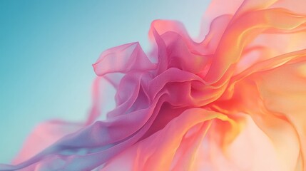 Abstract Pastel Pink and Orange Fabric Texture Soft Draped Sheer Gauze Elegant Flowing Textile