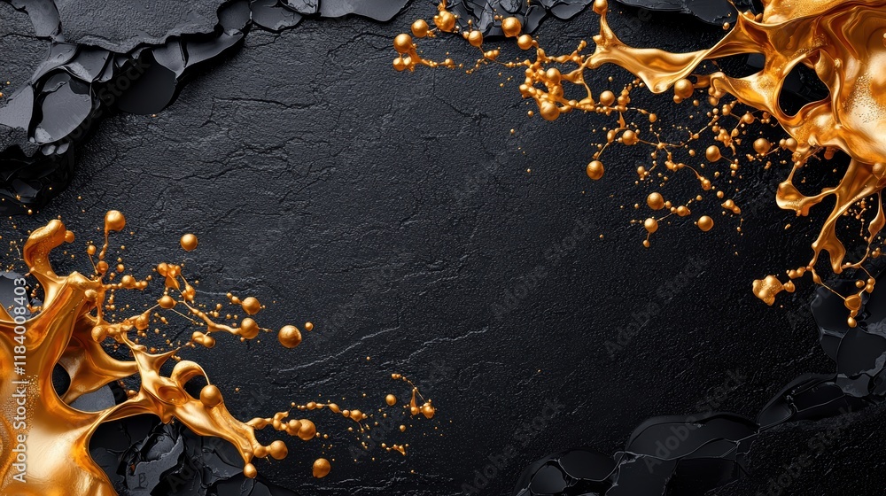 Aufkleber abstract golden particles flowing like liquid gold, forming intricate patterns and shapes against a 