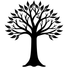 Fototapeta premium Beautiful tree silhouette vector white background 