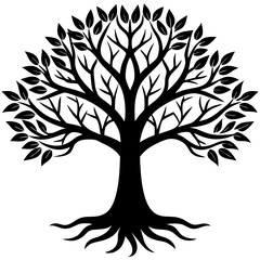 Obraz premium Beautiful tree silhouette vector white background 