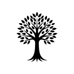 Beautiful tree silhouette vector white background
