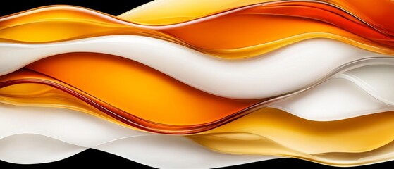Abstract Orange and White Liquid Wave Background Fluid Swirls Design Glossy Texture