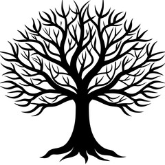 Obraz premium Beautiful tree silhouette vector white background 