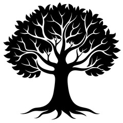 Obraz premium Beautiful tree silhouette vector white background 