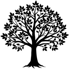 Obraz premium Beautiful tree silhouette vector white background 