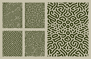 set of green organic turing abstract lines pattern background. pack collection design